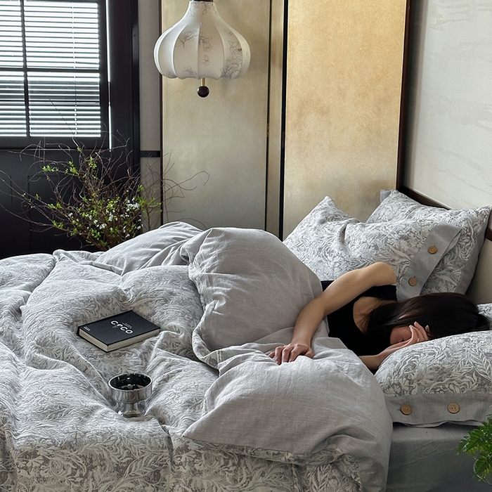 91家纺网 家纺一手货源 找家纺 璞素家居 2024新款全棉色织水洗大提花三层纱四件套 森林之语