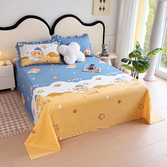 91家纺网 家纺一手货源 找家纺 情煊家纺 2024新款全棉斜纹直角床单系列-印花款 甜星