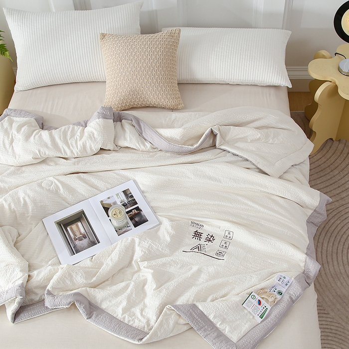 91家纺网 家纺一手货源 找家纺 爱宝被业 2024新款水洗针织棉无染被 白色