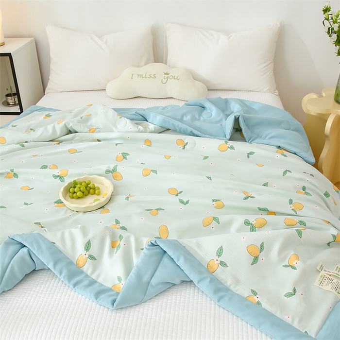 91家纺网 家纺一手货源 找家纺 爱宝被业 2025新款水洗棉麻双层纱夏凉被 浪漫果实