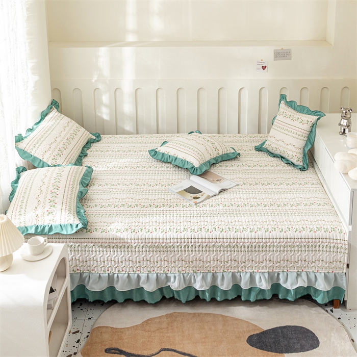 91家纺网 家纺一手货源 找家纺 美优兰 2025新款全棉防滑榻榻米炕垫纯棉床盖三件套