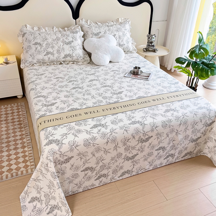 91家纺网 家纺一手货源 找家纺 情煊家纺 2024新款全棉斜纹直角床单系列-印花款 邂逅花语