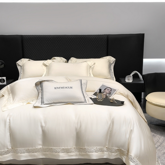 91家纺网 家纺一手货源 找家纺 若未家居 LOVEWE HOUSE 2025新款进口天丝意式镂空工艺高端套件--威尔士 威尔士 贵族白