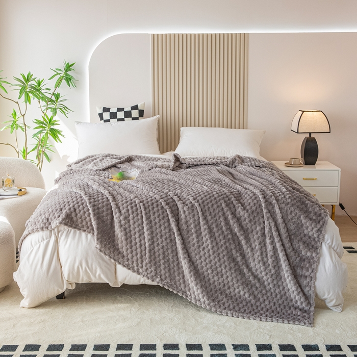 91家纺网 家纺一手货源 找家纺 卡琪曼 2025新款高克重金龟绒牛奶绒毛毯毯子 浅灰