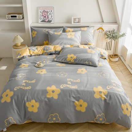 91家纺网 家纺一手货源 找家纺 金泰莱 2025新款全棉四件套纯棉四件套斜纹印花四件套 锦上添花