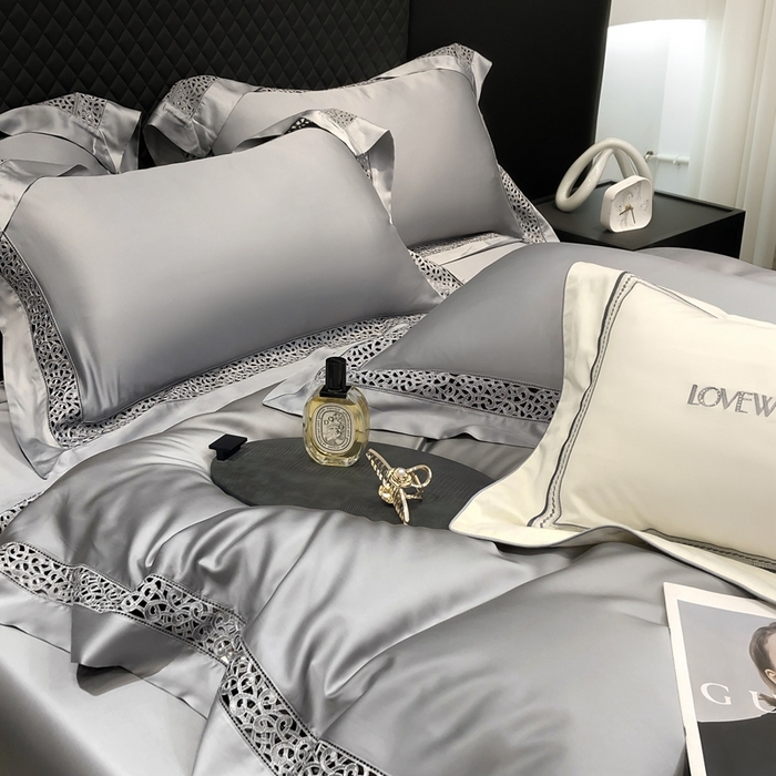 91家纺网 家纺一手货源 找家纺 若未家居 LOVEWE HOUSE 2025新款进口天丝意式镂空工艺高端套件--威尔士 威尔士 银灰
