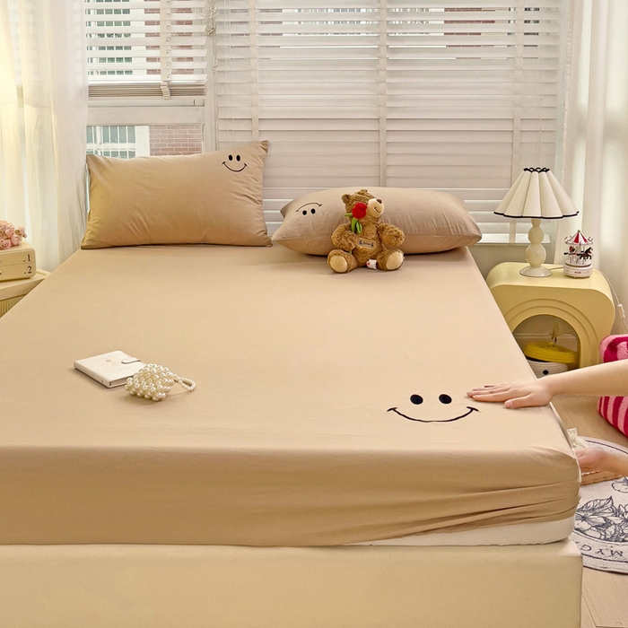 91家纺网 家纺一手货源 找家纺 梦家居 2024新款全棉水洗棉刺绣单床笠 10 浅咖