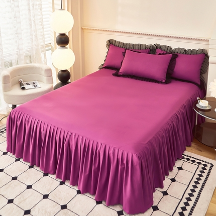 91家纺网 家纺一手货源 找家纺 （总）莉莉安家纺 2025新款亲肤磨毛木耳花边床裙款单床裙-爱丽丝