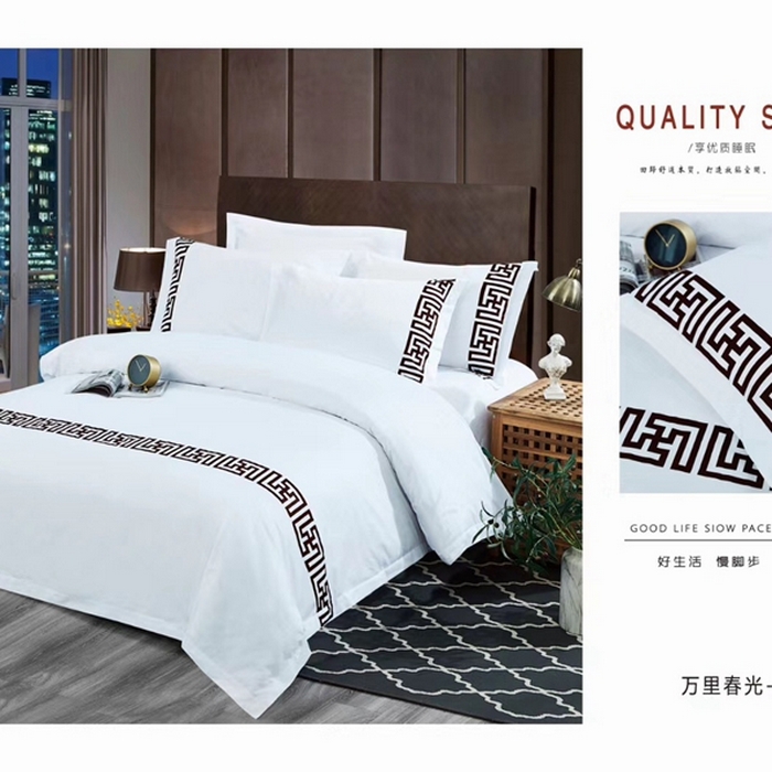 91家纺网 家纺一手货源 找家纺 宜眠家纺 40支60支全棉贡缎印花四件套纯棉四件套酒店四件套 万里春光 咖