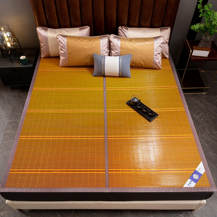 91家纺网 家纺一手货源 找家纺 丹兰 2025新品竹席冰藤凉席折叠双面藤席子夏季草席单人冰丝席 木纹金砖