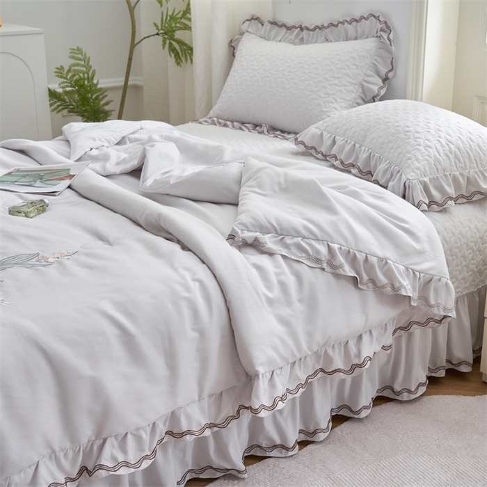 91家纺网 家纺一手货源 找家纺 恒爱家纺 2024新款玉玲珑单床盖 绅士灰