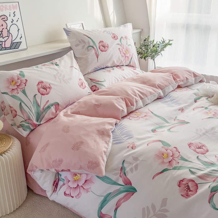 91家纺网 家纺一手货源 找家纺 金泰莱 2025新款全棉四件套纯棉四件套斜纹印花四件套 姹紫嫣红