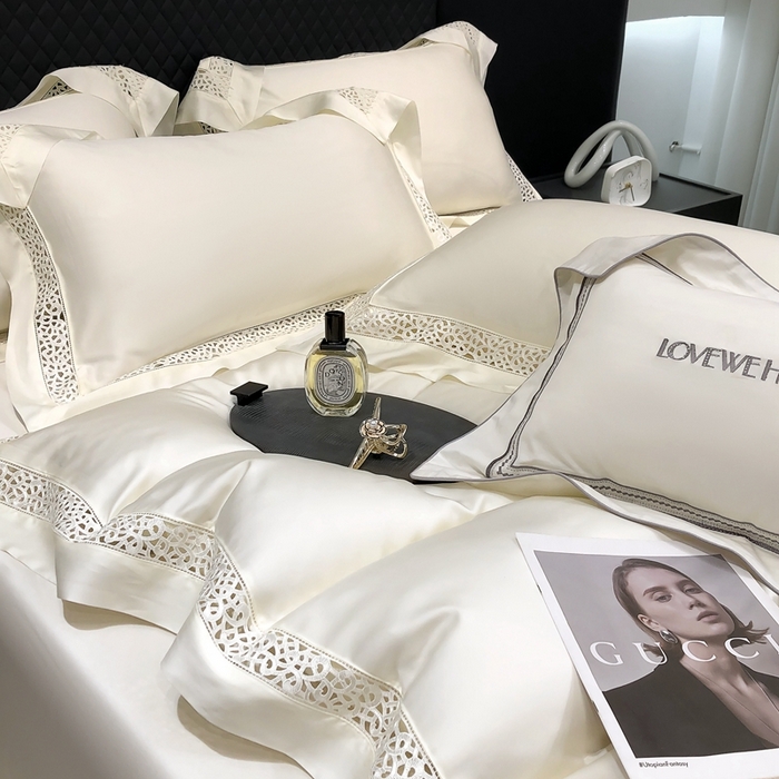 91家纺网 家纺一手货源 找家纺 若未家居 LOVEWE HOUSE 2025新款进口天丝意式镂空工艺高端套件--威尔士 威尔士 贵族白