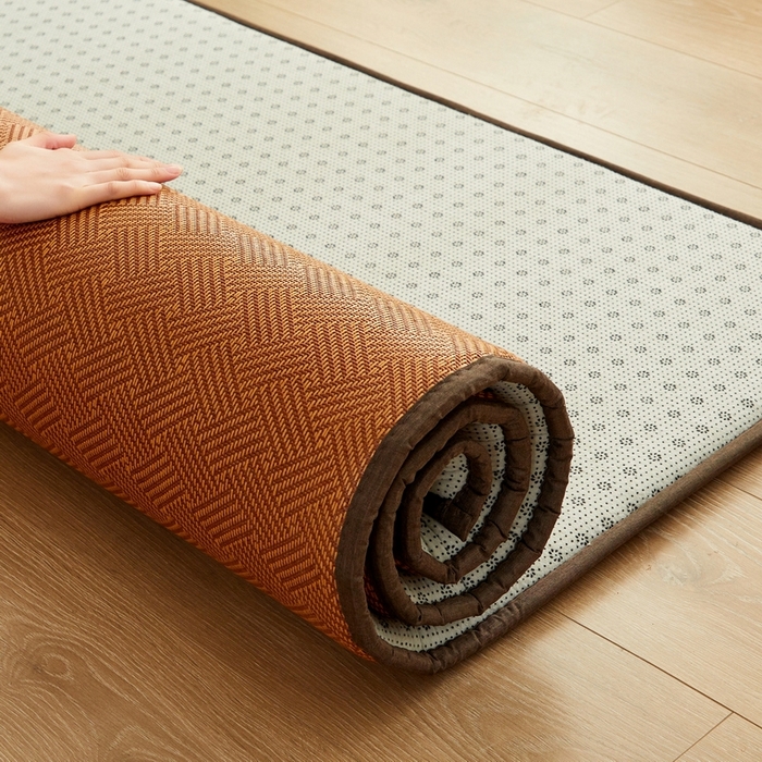 91家纺网 家纺一手货源 找家纺 祁恋婷家居 2024新款日式榻榻米冰藤午睡垫-大床 饼干藤-咖色