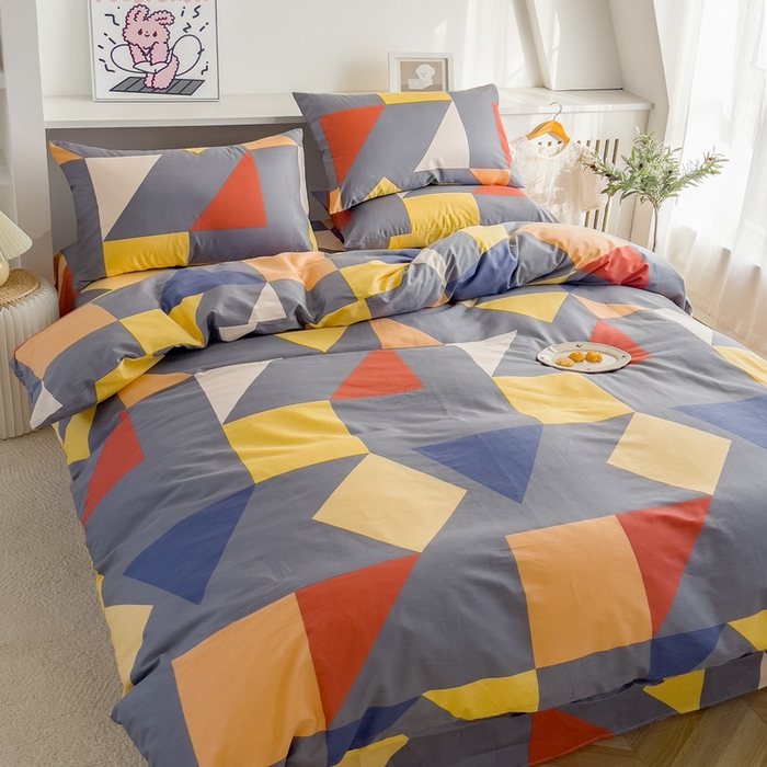 91家纺网 家纺一手货源 找家纺 金泰莱 2025新款全棉四件套纯棉四件套斜纹印花四件套 多面体