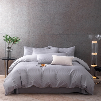 91家纺网 家纺一手货源 找家纺 佳汐蓝 2024新款60支全棉提花四件套-琪格系列 琪格系列-灰色