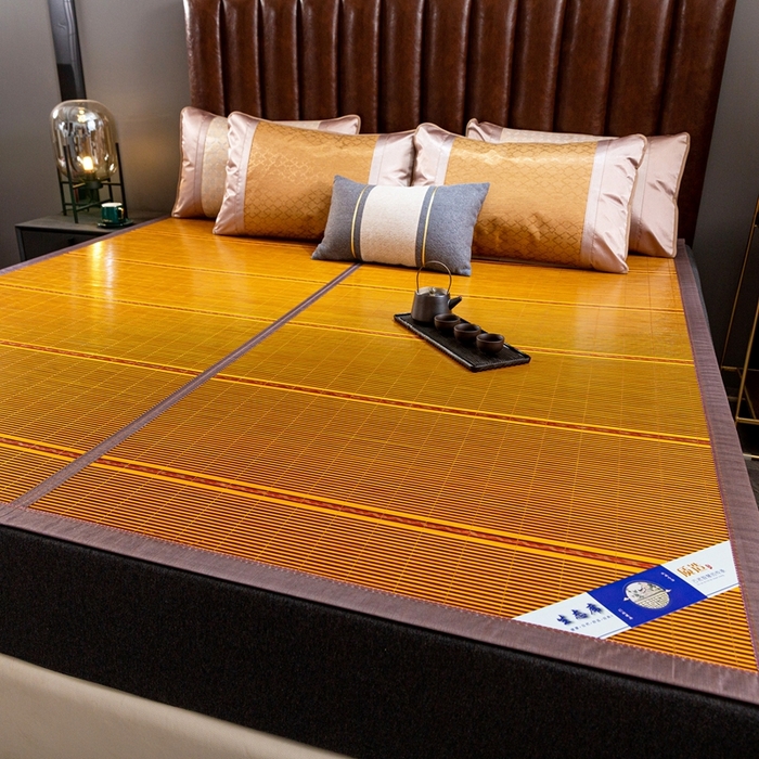 91家纺网 家纺一手货源 找家纺 丹兰 2025新品竹席冰藤凉席折叠双面藤席子夏季草席单人冰丝席 木纹金砖