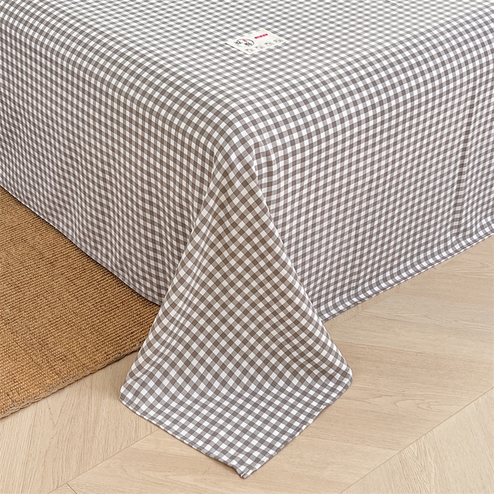 91家纺网 家纺一手货源 找家纺 梦舒羽 2025新款水洗棉麻单层床单 小格-灰