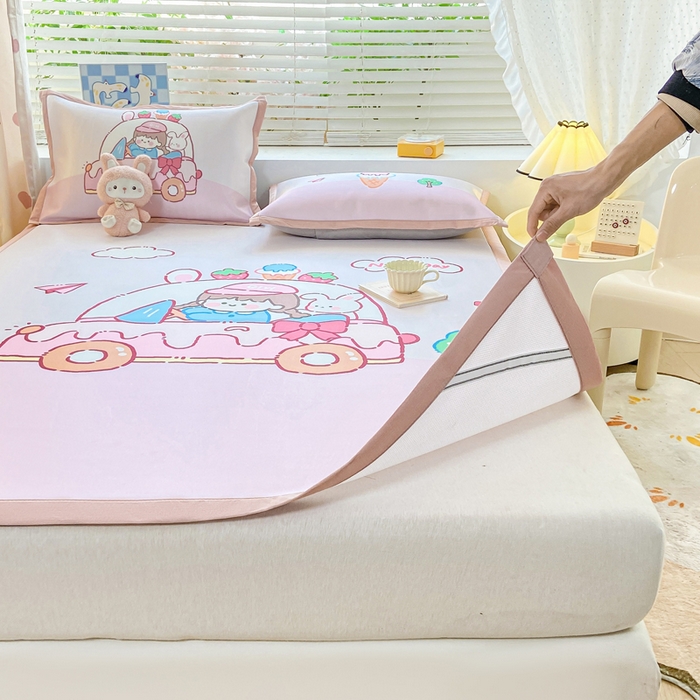 91家纺网 家纺一手货源 找家纺 博雅 2024新款1200D大版牛奶冰丝席 小女孩