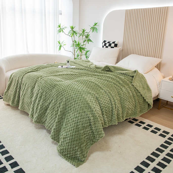 91家纺网 家纺一手货源 找家纺 卡琪曼 2025新款高克重金龟绒牛奶绒毛毯毯子 绿色