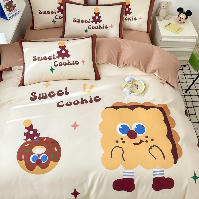 91家纺网 家纺一手货源 找家纺 摩卡家纺 2024新品春夏新品冰丝套件饼干