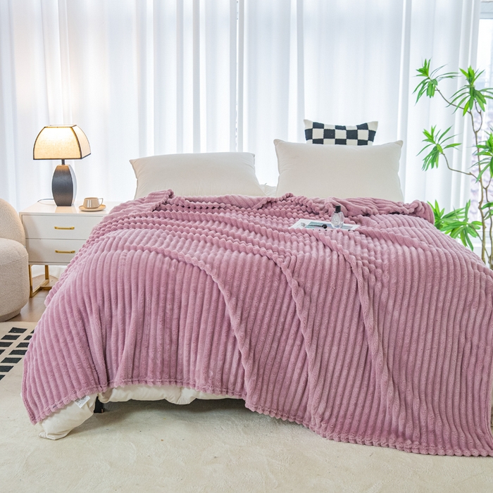 91家纺网 家纺一手货源 找家纺 卡琪曼 2024新款高克重魔法绒牛奶绒毛毯毯子 豆沙