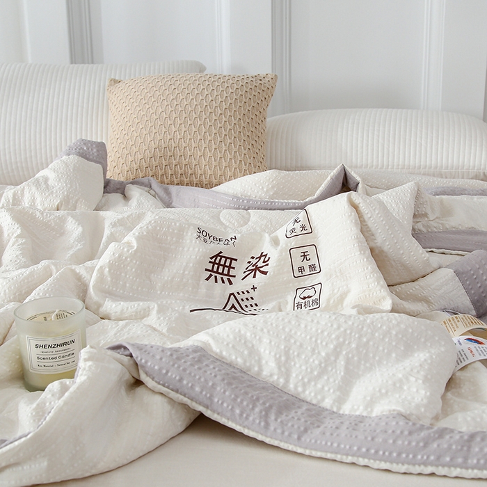 91家纺网 家纺一手货源 找家纺 爱宝被业 2024新款水洗针织棉无染被 白色