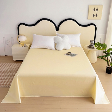 91家纺网 家纺一手货源 找家纺 情煊家纺 2024新款全棉斜纹直角床单系列-纯色款 奶白