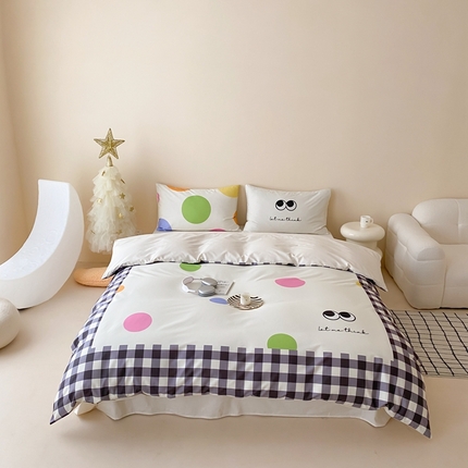 91家纺网 家纺一手货源 找家纺 桃喜 2024新款13372大版数码印花系列四件套 彩色豆豆