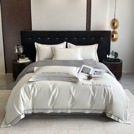 91家纺网 家纺一手货源 找家纺 （总）拼社家纺 2024 全棉长绒棉纯棉四件套刺绣轻奢床上用品-安娜系列