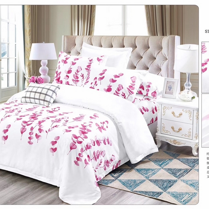 91家纺网 家纺一手货源 找家纺 宜眠家纺 40支60支全棉贡缎印花四件套纯棉四件套酒店四件套 琼枝玉叶