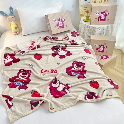 欧蒂芬2024新款加厚印花迪士尼卡通系列毛毯盖毯毯子 草莓熊