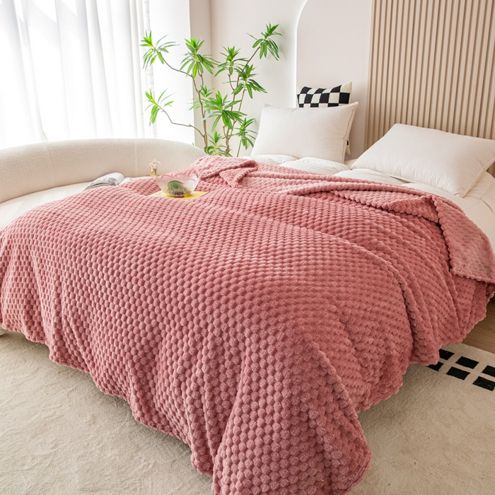 91家纺网 家纺一手货源 找家纺 卡琪曼 2025新款高克重金龟绒牛奶绒毛毯毯子 西瓜红