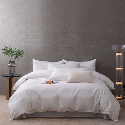 91家纺网 家纺一手货源 找家纺 佳汐蓝 2024新款60支全棉提花四件套-琪格系列 琪格系列-白色