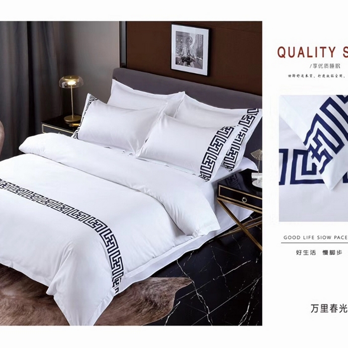 91家纺网 家纺一手货源 找家纺 宜眠家纺 40支60支全棉贡缎印花四件套纯棉四件套酒店四件套 万里春光  蓝