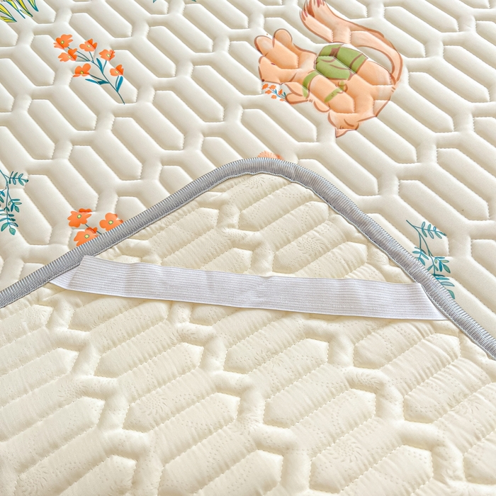 91家纺网 家纺一手货源 找家纺 沐慕 2024新款小清新印花乳胶凉席 田园松鼠