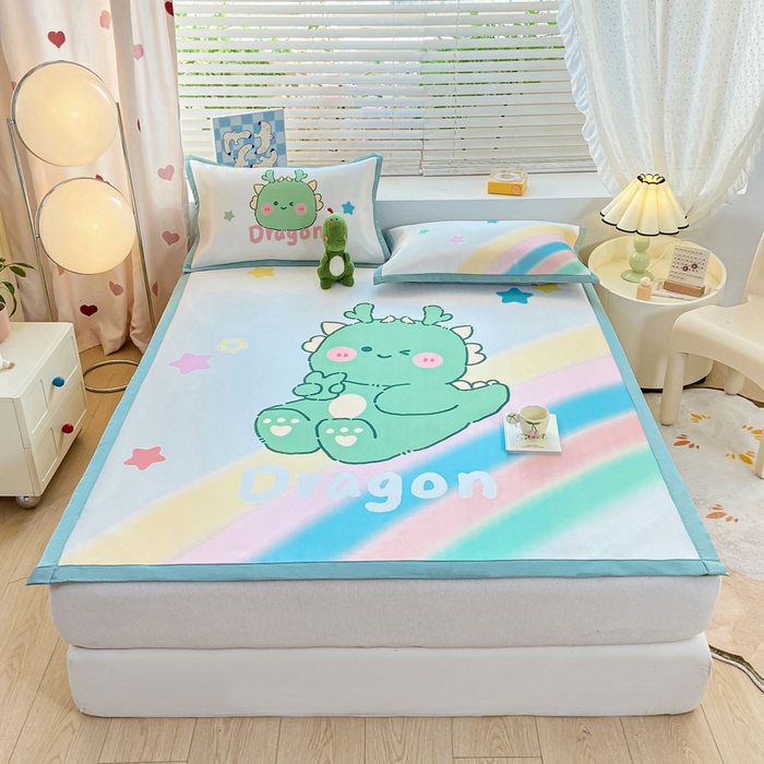 91家纺网 家纺一手货源 找家纺 博雅 2024新款1200D大版牛奶冰丝席 彩虹龙