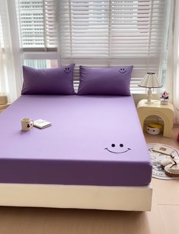 91家纺网 家纺一手货源 找家纺 梦家居 2024新款全棉水洗棉刺绣单床笠 2 葡萄紫