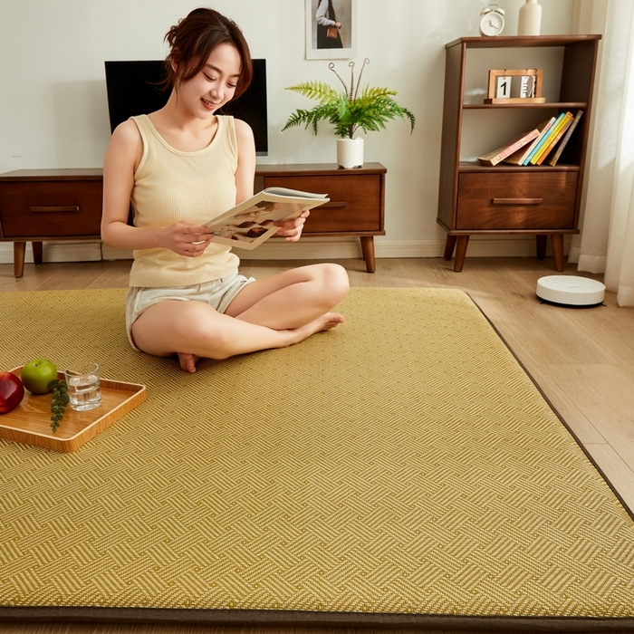 91家纺网 家纺一手货源 找家纺 祁恋婷家居 2024新款日式榻榻米冰藤午睡垫-小床 饼干藤-青色