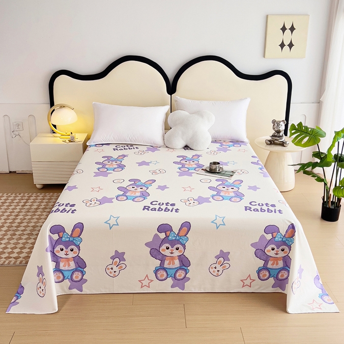 91家纺网 家纺一手货源 找家纺 情煊家纺 2024新款全棉斜纹直角床单系列-印花款 幸运兔