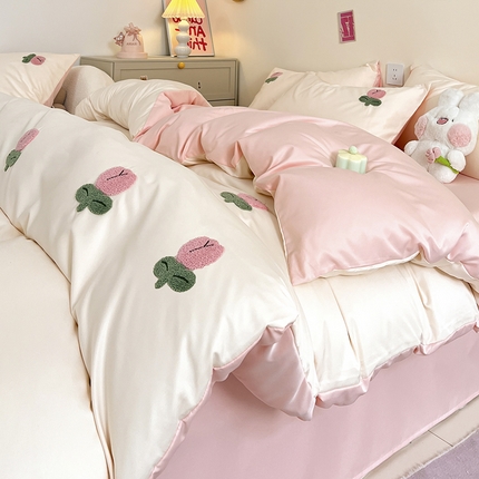 91家纺网 家纺一手货源 找家纺 （总）梦幻之城 2024新款水洗真丝毛巾绣款四件套三件套--黛西系列