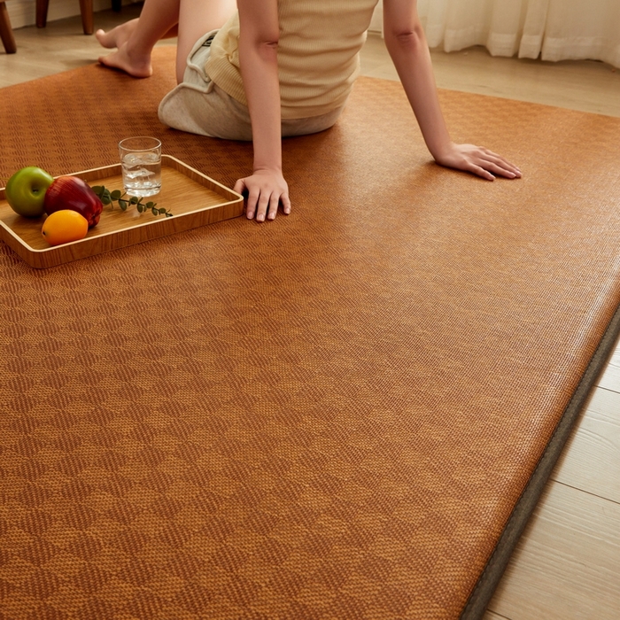 91家纺网 家纺一手货源 找家纺 祁恋婷家居 2024新款日式榻榻米冰藤午睡垫-小床 罗马格-咖色