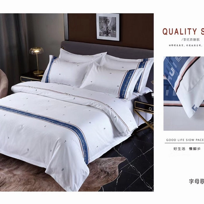 91家纺网 家纺一手货源 找家纺 宜眠家纺 40支60支全棉贡缎印花四件套纯棉四件套酒店四件套 字母歌