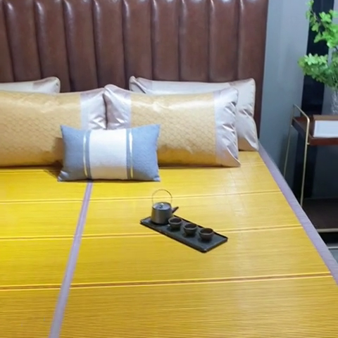 91家纺网 家纺一手货源 找家纺 丹兰 2025新品竹席冰藤凉席折叠双面藤席子夏季草席单人冰丝席 木纹金砖