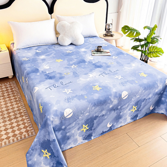 91家纺网 家纺一手货源 找家纺 情煊家纺 2024新款全棉斜纹直角床单系列-印花款 星空