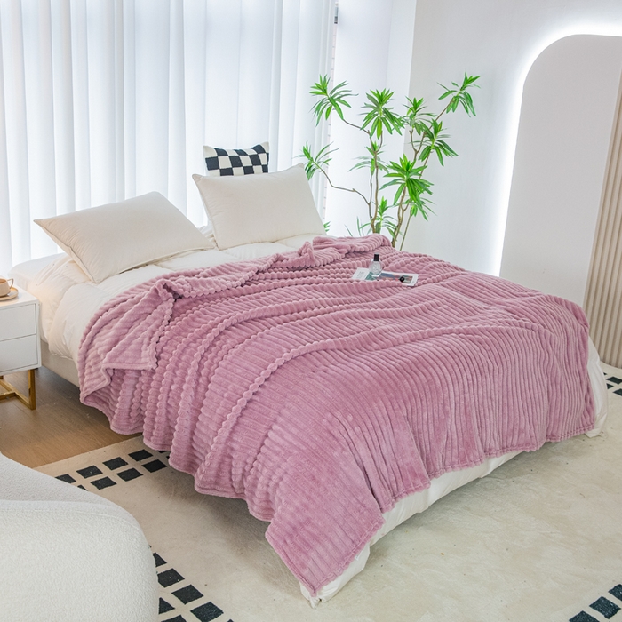 91家纺网 家纺一手货源 找家纺 卡琪曼 2024新款高克重魔法绒牛奶绒毛毯毯子 豆沙