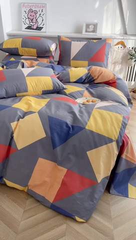 91家纺网 家纺一手货源 找家纺 金泰莱 2025新款全棉四件套纯棉四件套斜纹印花四件套 多面体