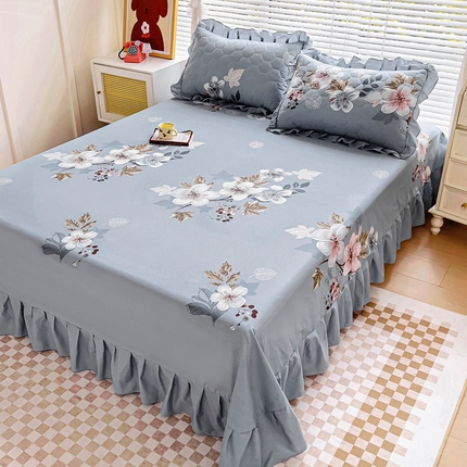 91家纺网 家纺一手货源 找家纺 （总）情煊家纺 2024新款全棉床单单品纯色床单斜纹花边床单系列-印花款