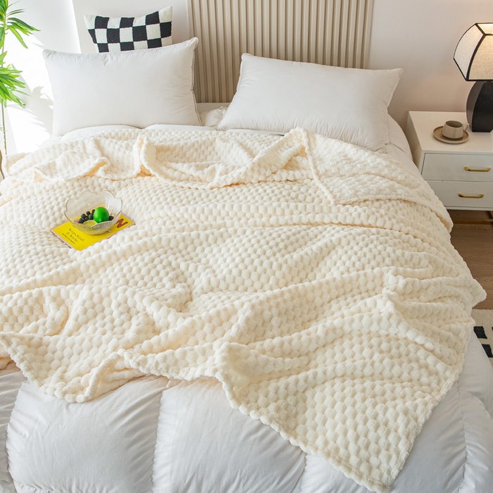 91家纺网 家纺一手货源 找家纺 卡琪曼 2025新款高克重金龟绒牛奶绒毛毯毯子 米白