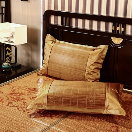 91家纺网 家纺一手货源 找家纺 丹兰 2025新款夏季凉席枕套成人藤枕芯套单人冰丝枕头套夏天凉爽竹席枕套 碳化竹方枕套